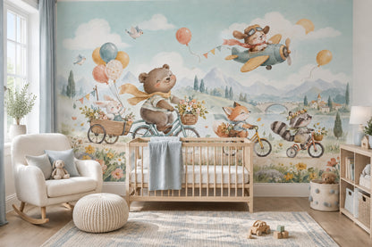 Whimsical Animals Wallpaper Storybook Countryside Wall Mural