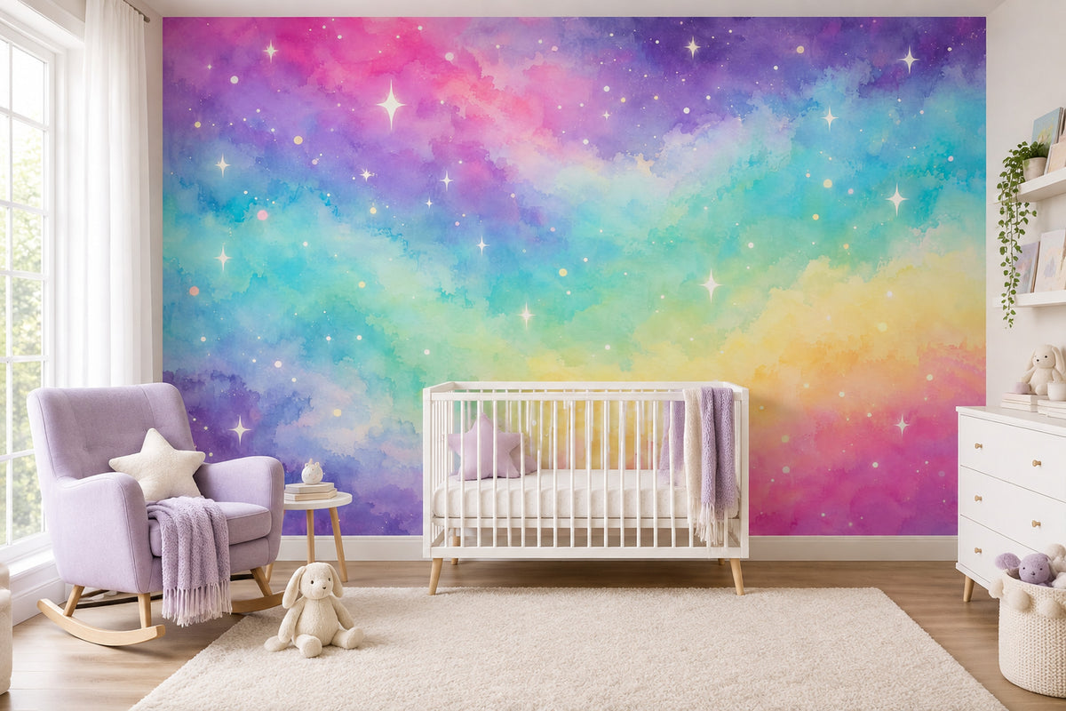 Pastel Galaxy Clouds Wallpaper Watercolor Texture Wall Mural