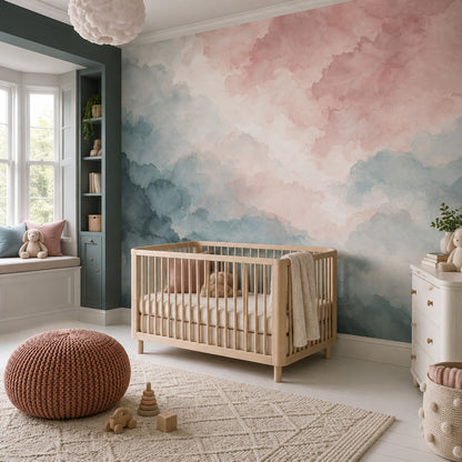 Abstract Watercolor Wash Wallpaper Pastel Cloudy Wall Mural