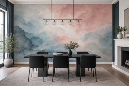 Abstract Watercolor Wash Wallpaper Pastel Cloudy Wall Mural