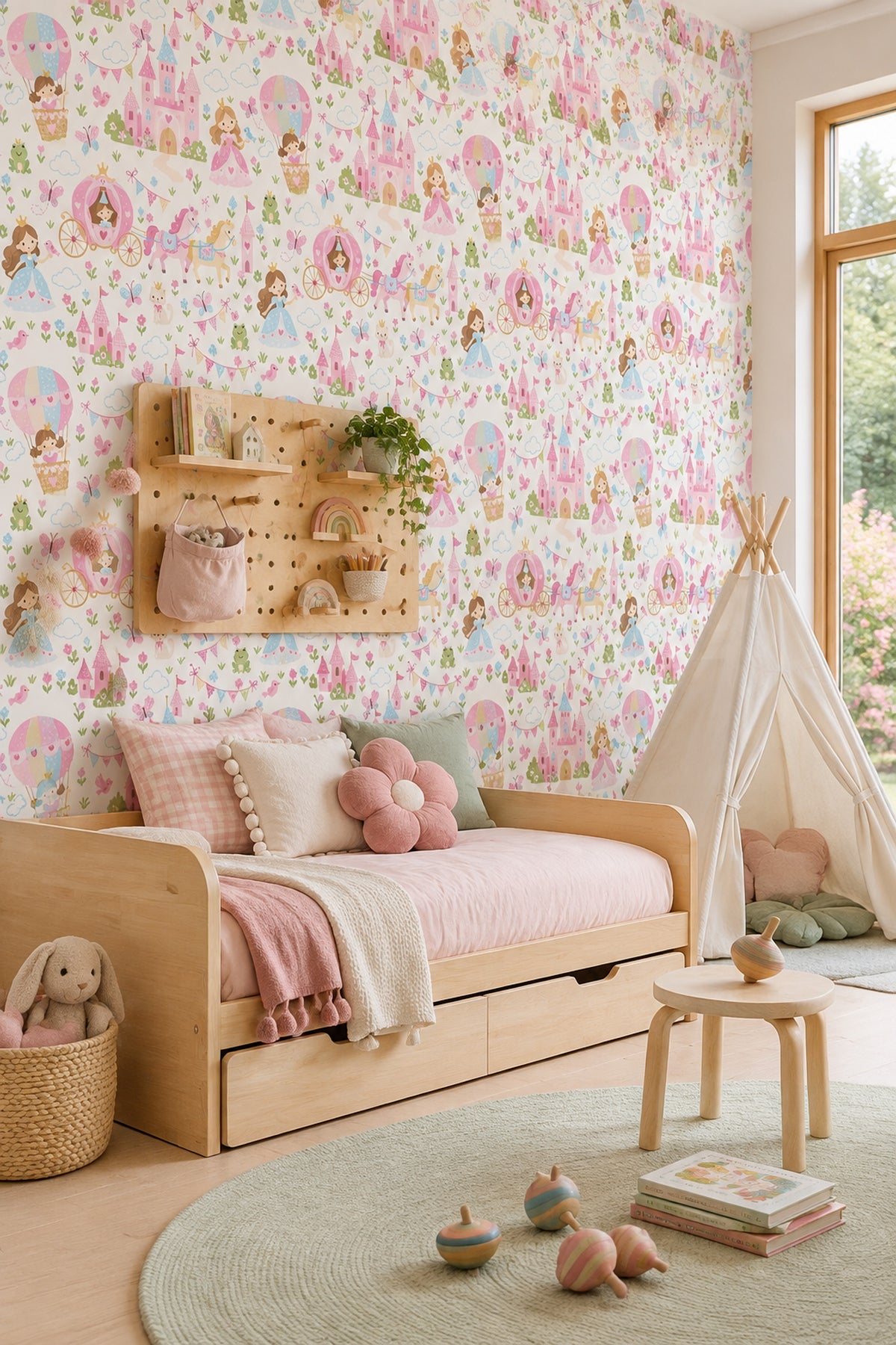Princess Castle Wallpaper Pastel Fairytale Pattern