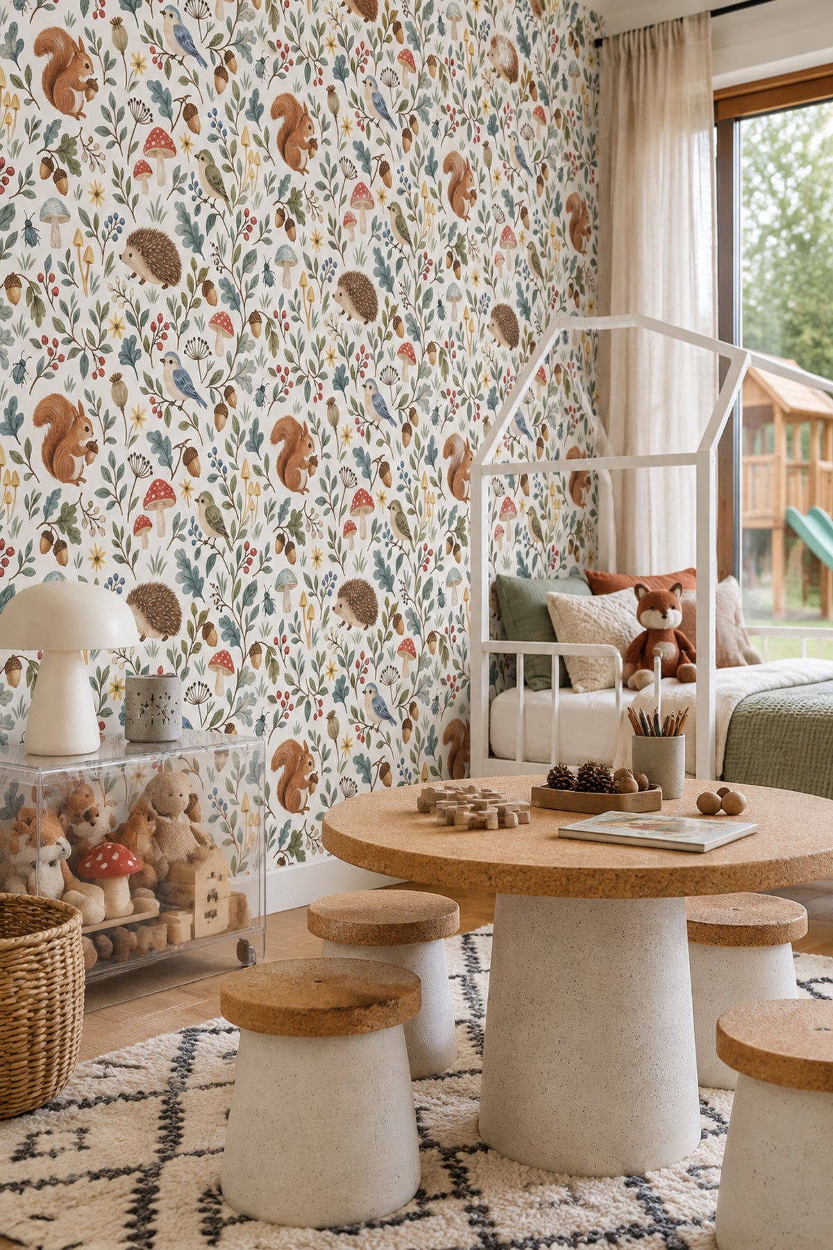 Woodland Animals Wallpaper Watercolor Forest Pattern