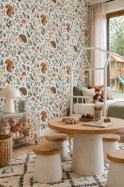 Woodland Animals Wallpaper Watercolor Forest Pattern