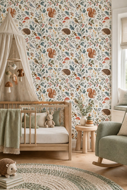 Woodland Animals Wallpaper Watercolor Forest Pattern