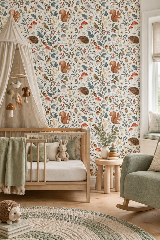 Woodland Animals Wallpaper Watercolor Forest Pattern