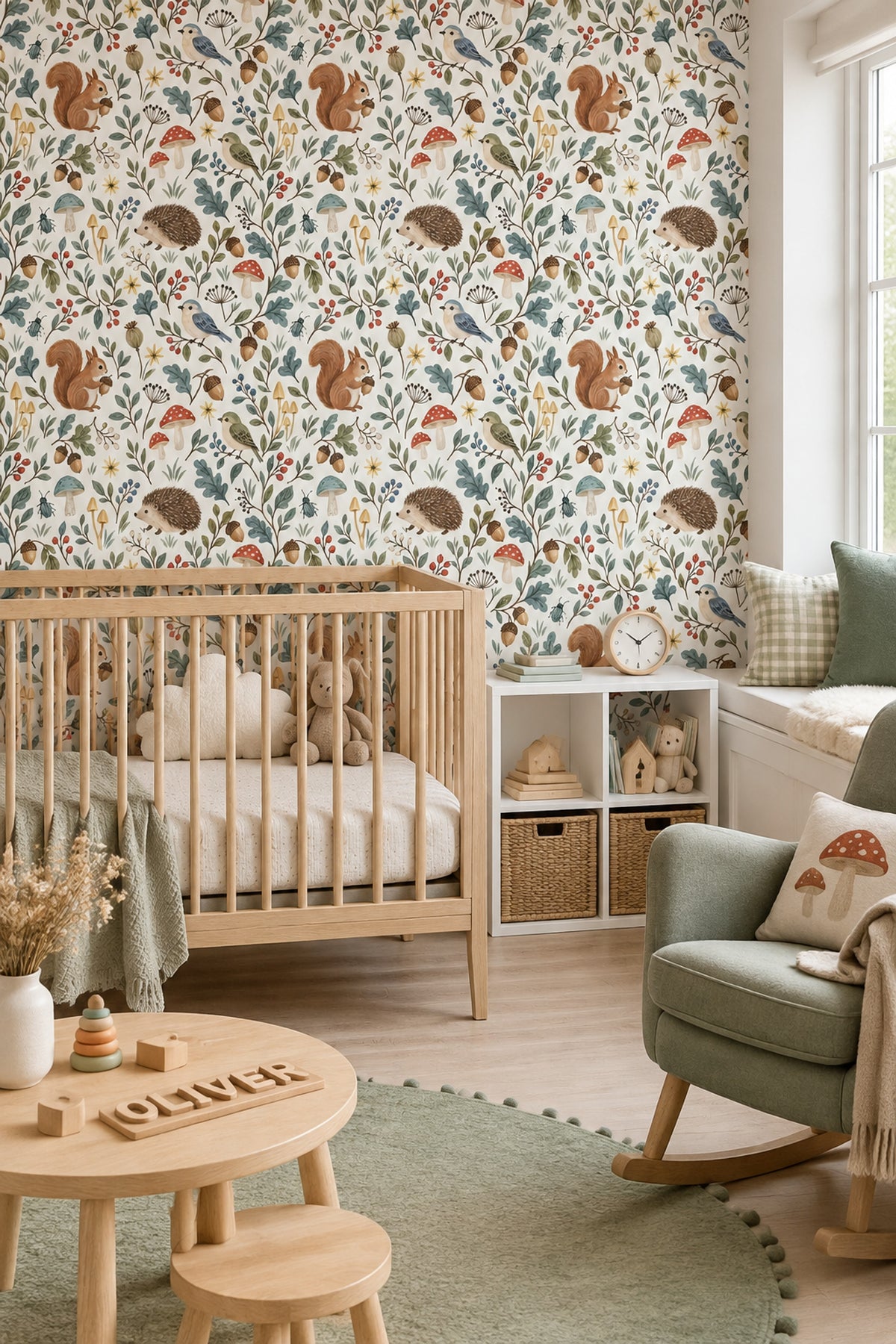 Woodland Animals Wallpaper Watercolor Forest Pattern