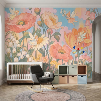 Fairy Garden Flowers Wallpaper Storybook Wall Mural