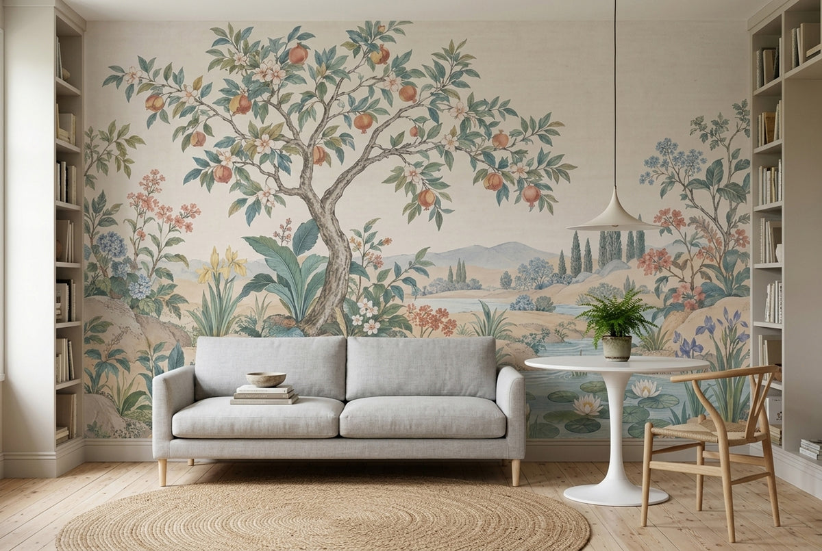 Chinoiserie Garden Landscape Wallpaper Vintage Botanical Wall Mural