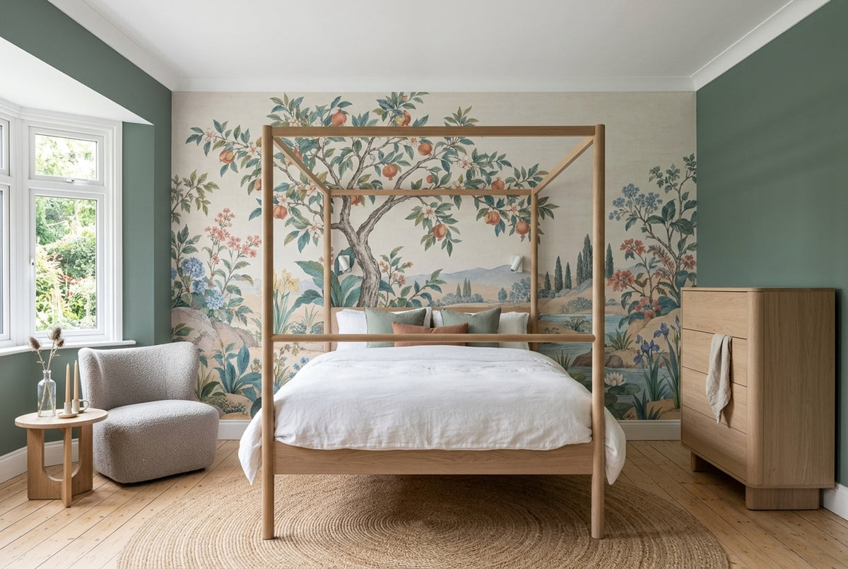 Chinoiserie Garden Landscape Wallpaper Vintage Botanical Wall Mural