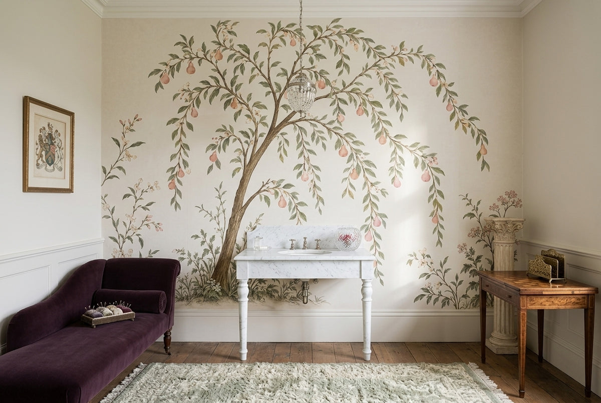 Pear Tree Wallpaper Chinoiserie Garden Wall Mural