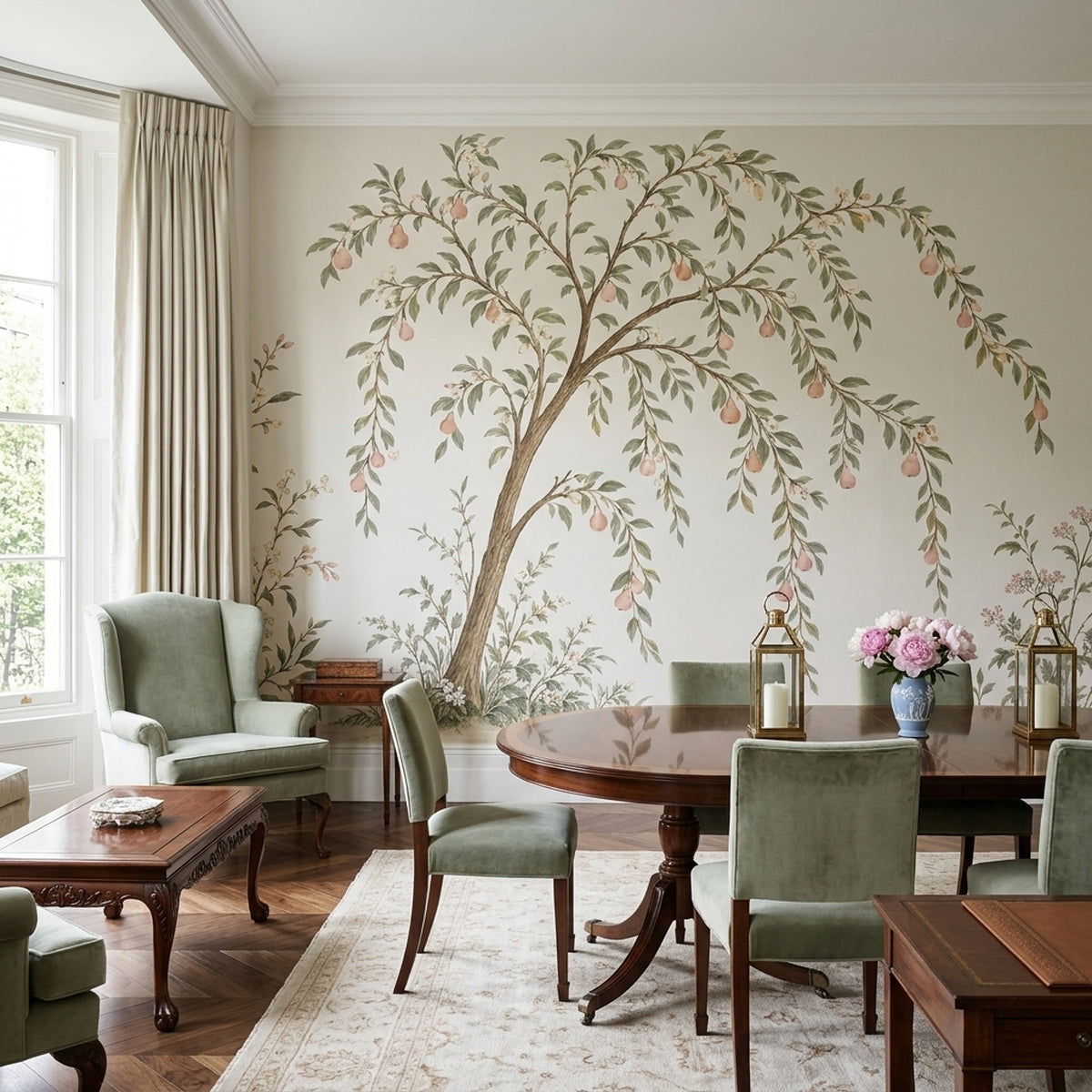 Pear Tree Wallpaper Chinoiserie Garden Wall Mural