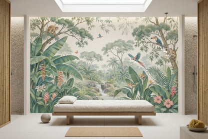 Tropical Jungle Wallpaper Waterfall Landscape Wall Mural