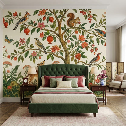 Woodland Animals Wallpaper Vintage Botanical Wall Mural