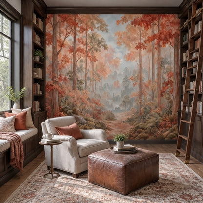 Autumn Forest Path Wallpaper Scenic Landscape Wall Mural