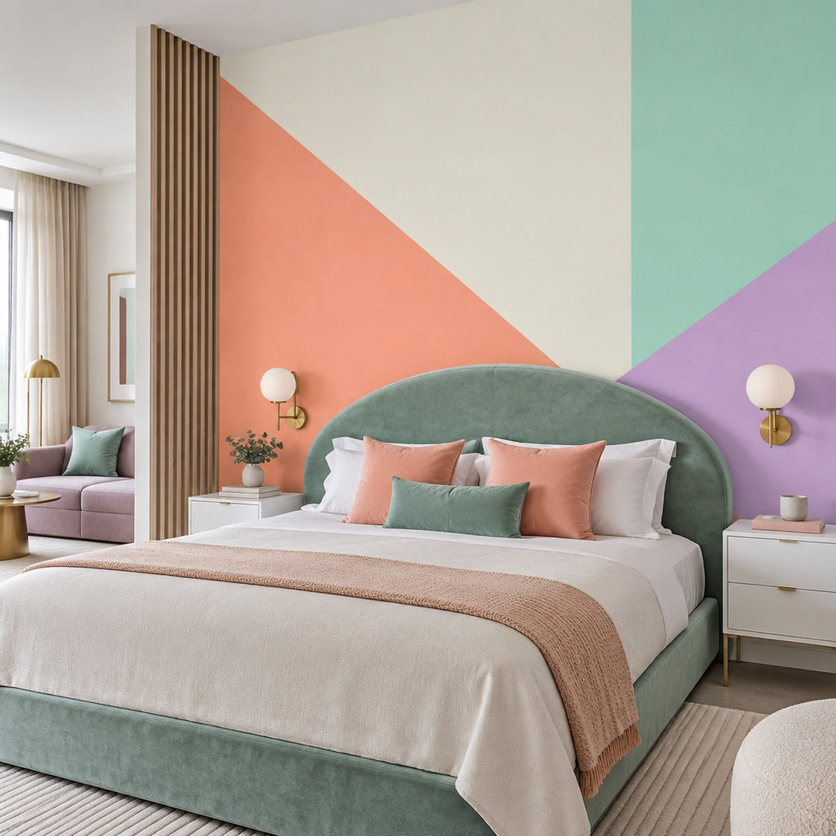 Pastel Geometric Color Block Wallpaper Minimalist Wall Mural