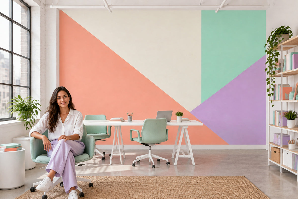 Pastel Geometric Color Block Wallpaper Minimalist Wall Mural