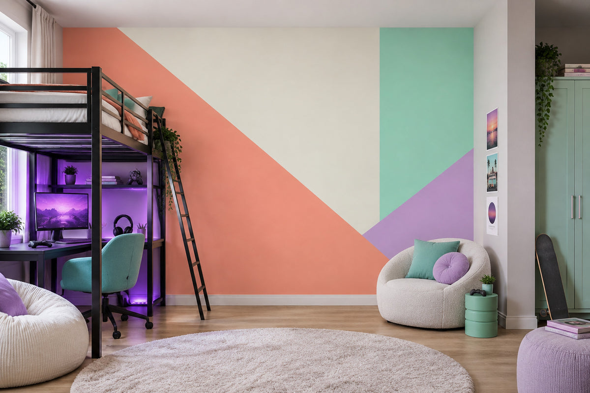 Pastel Geometric Color Block Wallpaper Minimalist Wall Mural