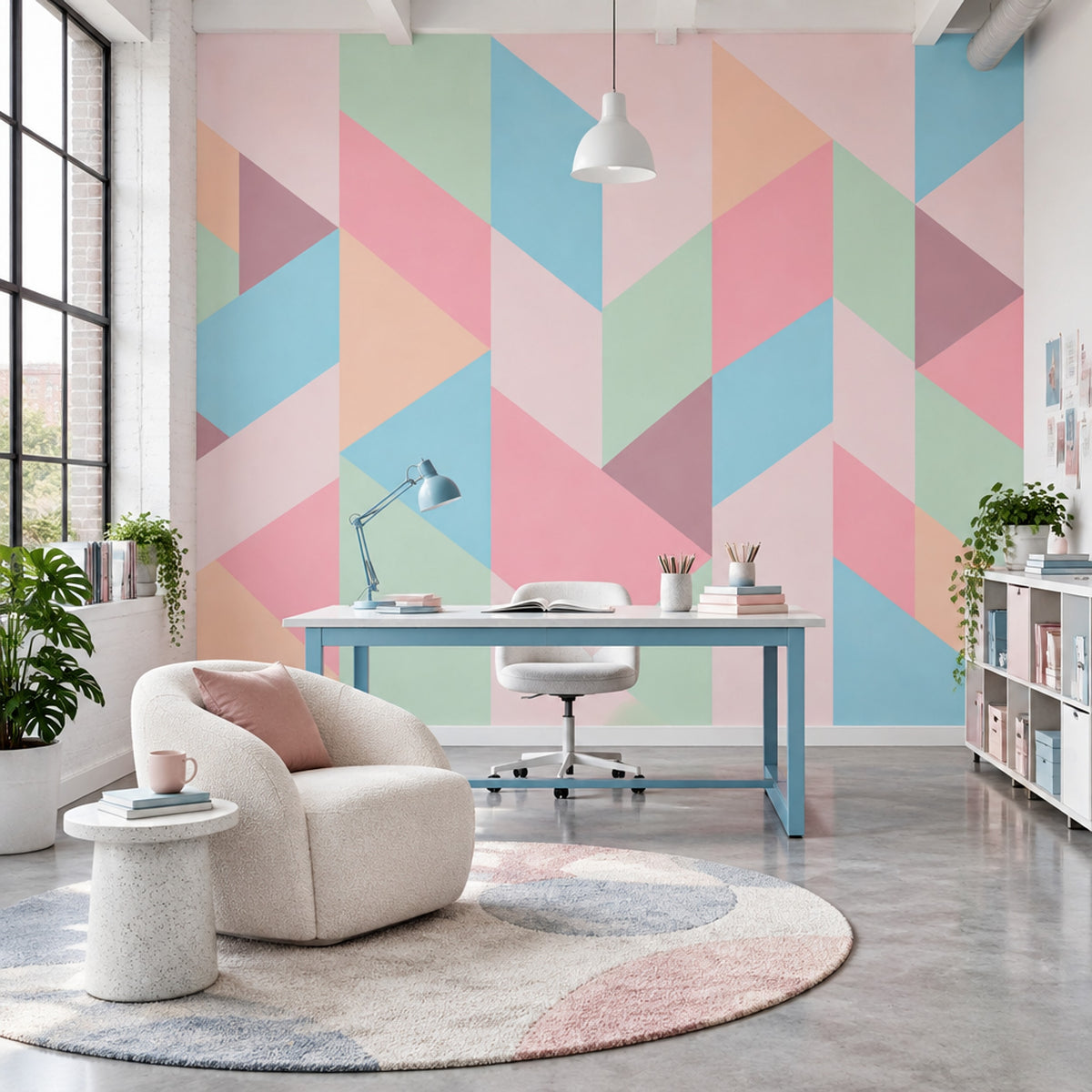 Pastel Geometric Triangles Wallpaper Color Block Wall Mural