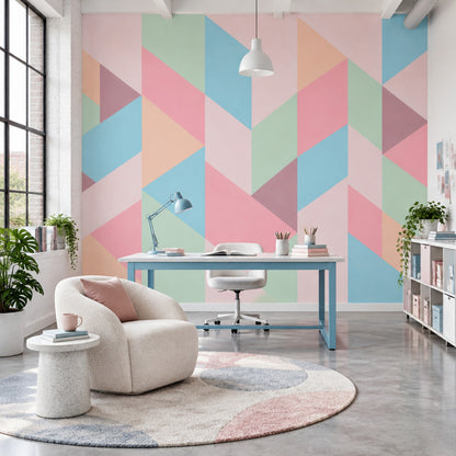 Pastel Geometric Triangles Wallpaper Color Block Wall Mural