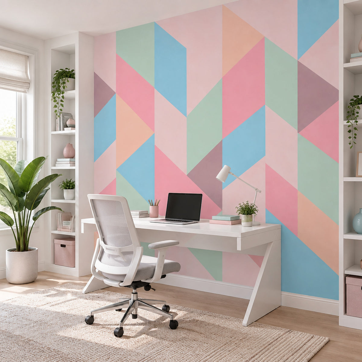Pastel Geometric Triangles Wallpaper Color Block Wall Mural
