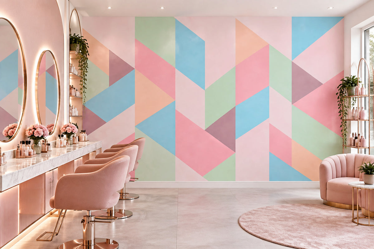 Pastel Geometric Triangles Wallpaper Color Block Wall Mural