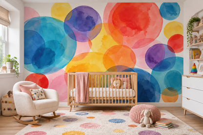 Watercolor Overlapping Circles Wallpaper Abstract Color Wash Wall Mural