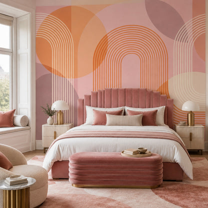Geometric Arches Wallpaper Mid Century Modern Wall Mural