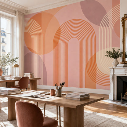 Geometric Arches Wallpaper Mid Century Modern Wall Mural
