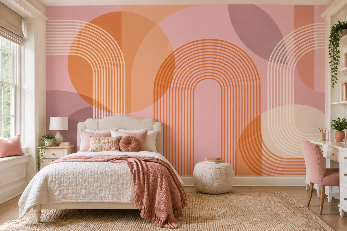 Geometric Arches Wallpaper Mid Century Modern Wall Mural