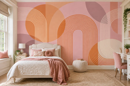 Geometric Arches Wallpaper Mid Century Modern Wall Mural