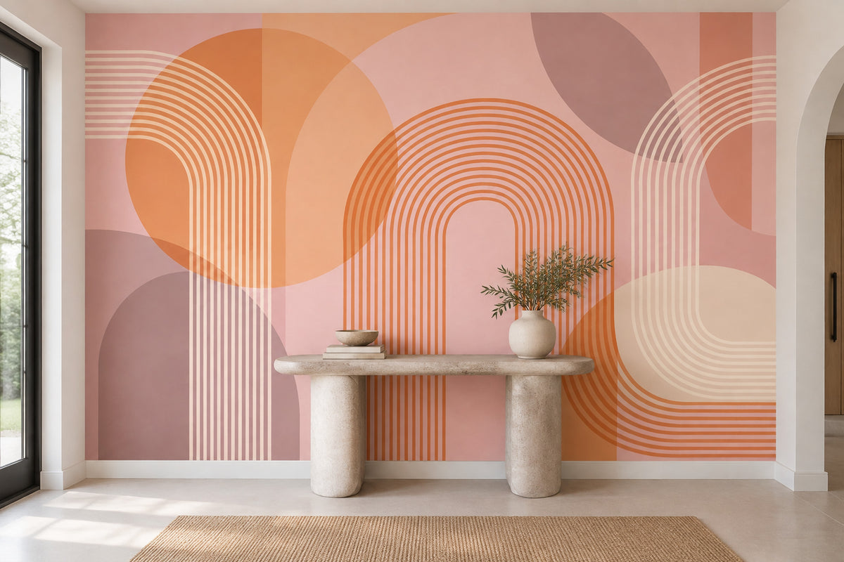 Geometric Arches Wallpaper Mid Century Modern Wall Mural