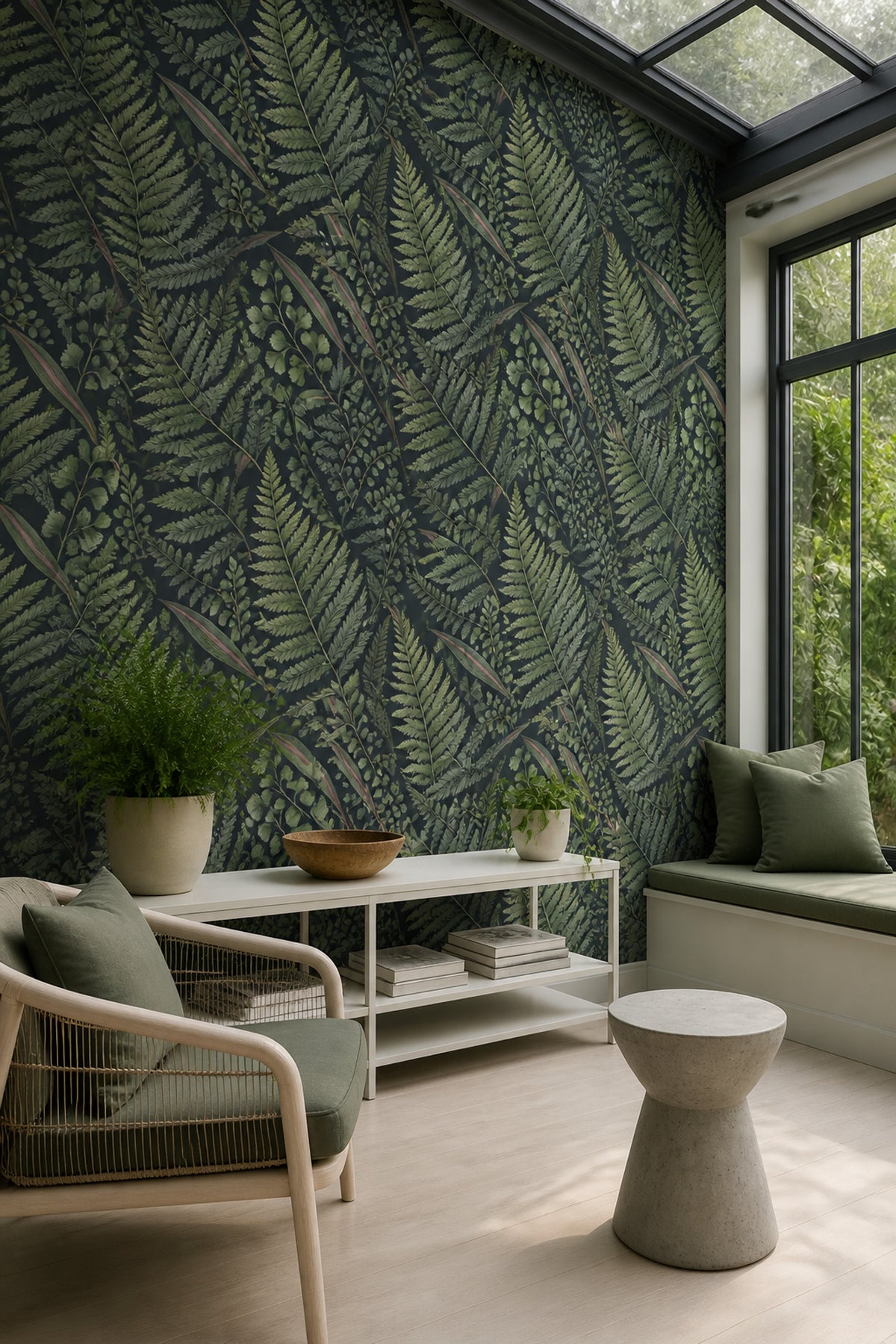Fern Leaves Wallpaper Dark Botanical Charcoal Background