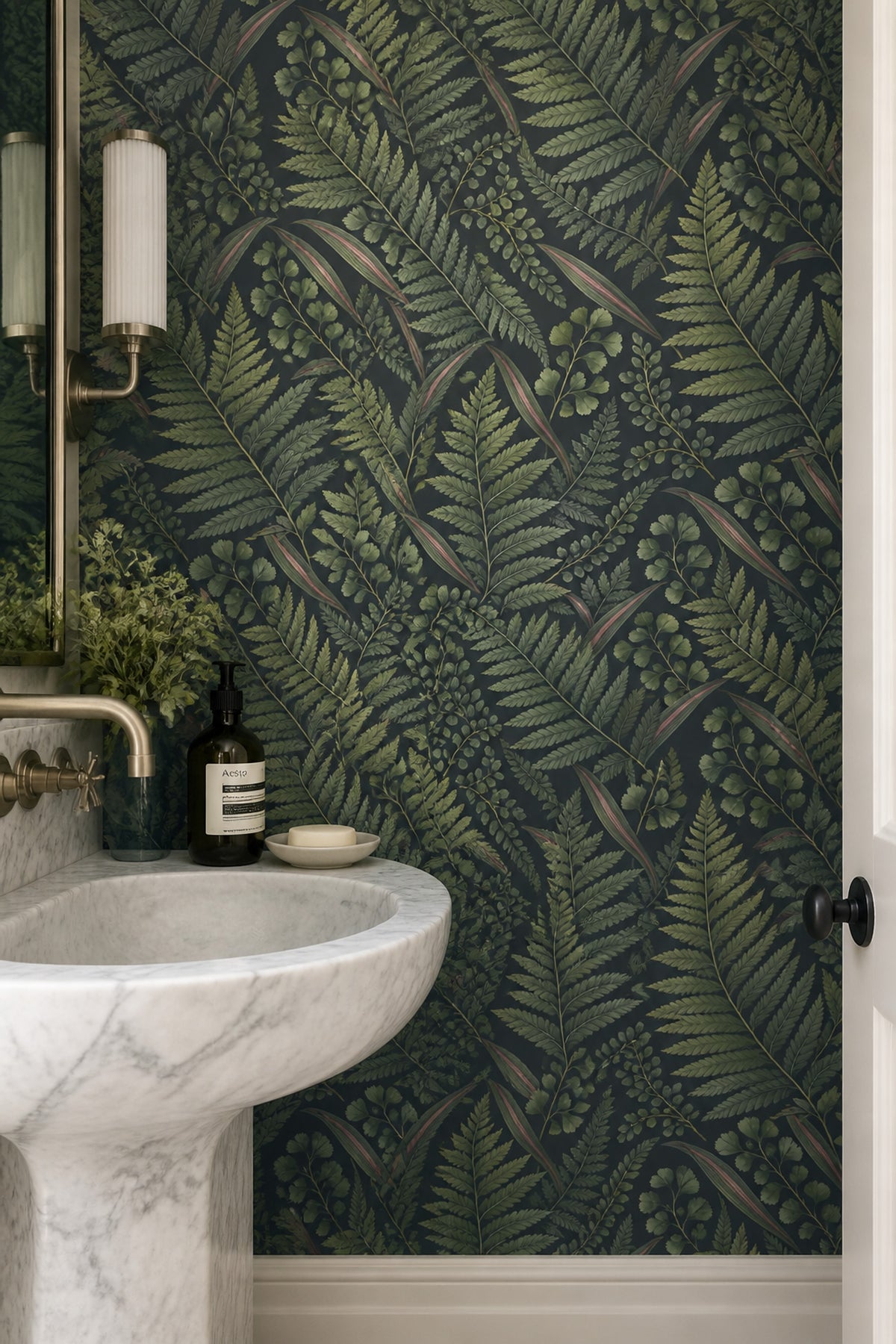 Fern Leaves Wallpaper Dark Botanical Charcoal Background