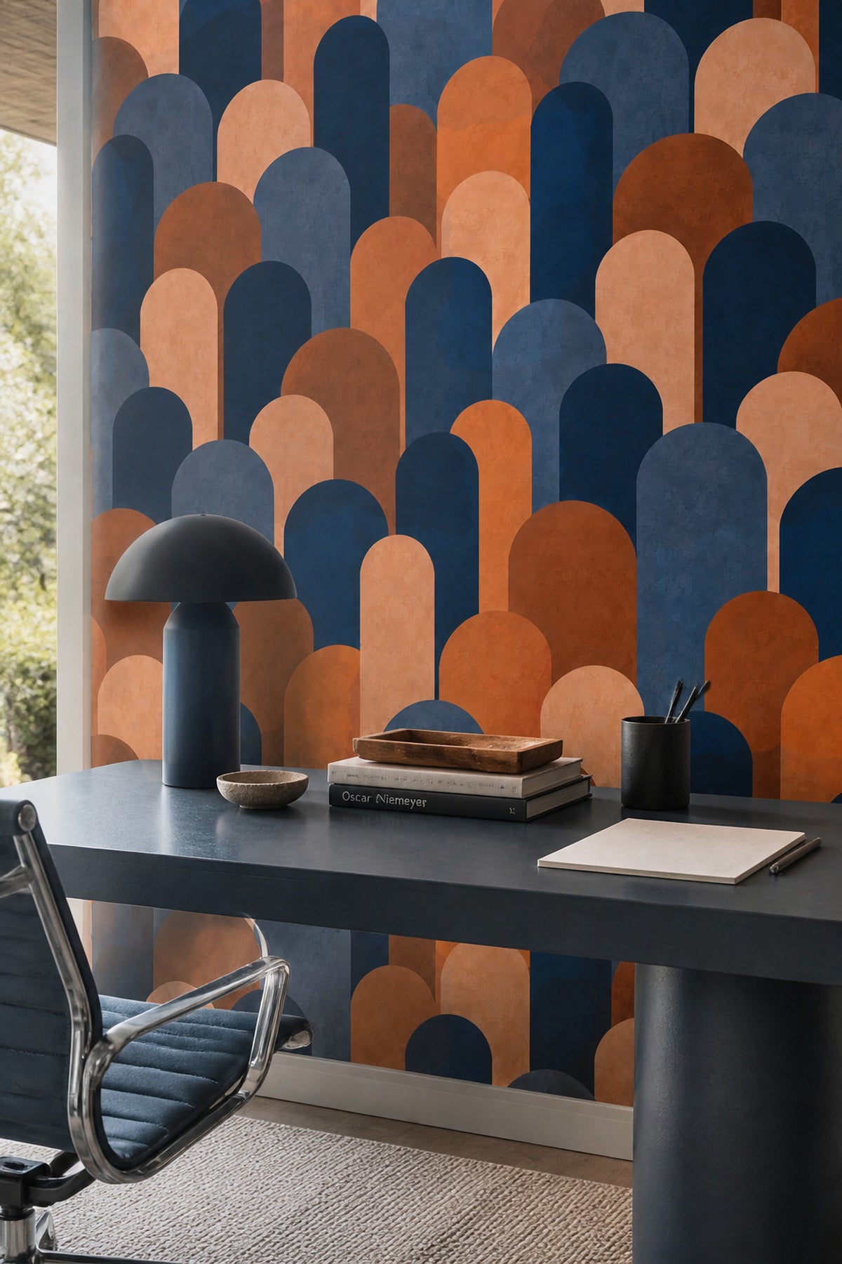 Arched Columns Wallpaper Mid Century Modern Geometric Blocks