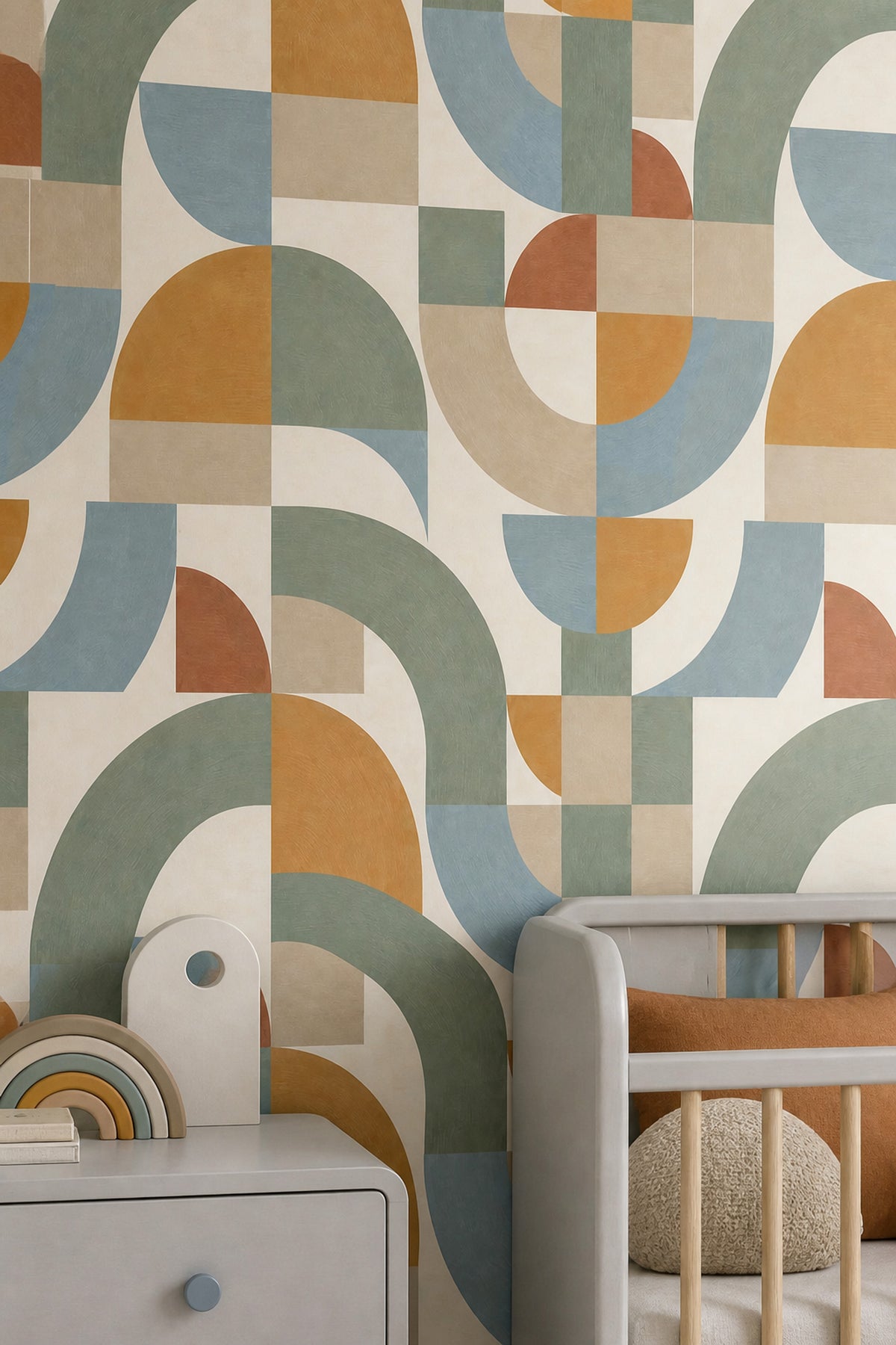 Geometric Shapes Wallpaper Mid Century Modern Pastel