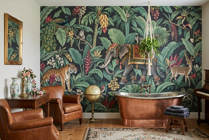 Dark Tropical Jungle Wallpaper Exotic Animals Wall Mural