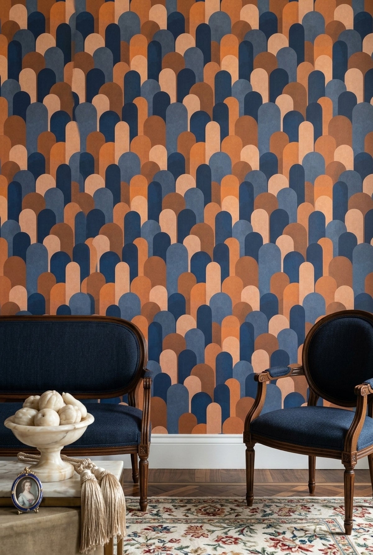 Arched Columns Wallpaper Mid Century Modern Geometric Blocks