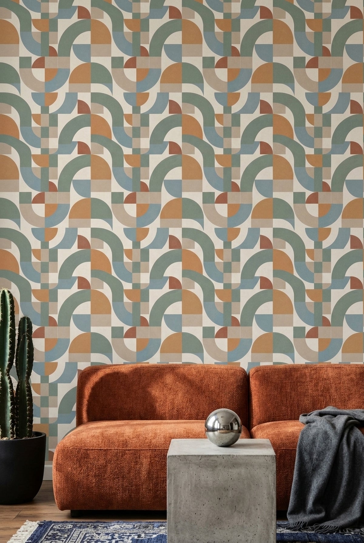Geometric Shapes Wallpaper Mid Century Modern Pastel
