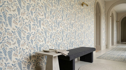 Bell Flowers And Butterflies Wallpaper Trailing Vines On Ivory