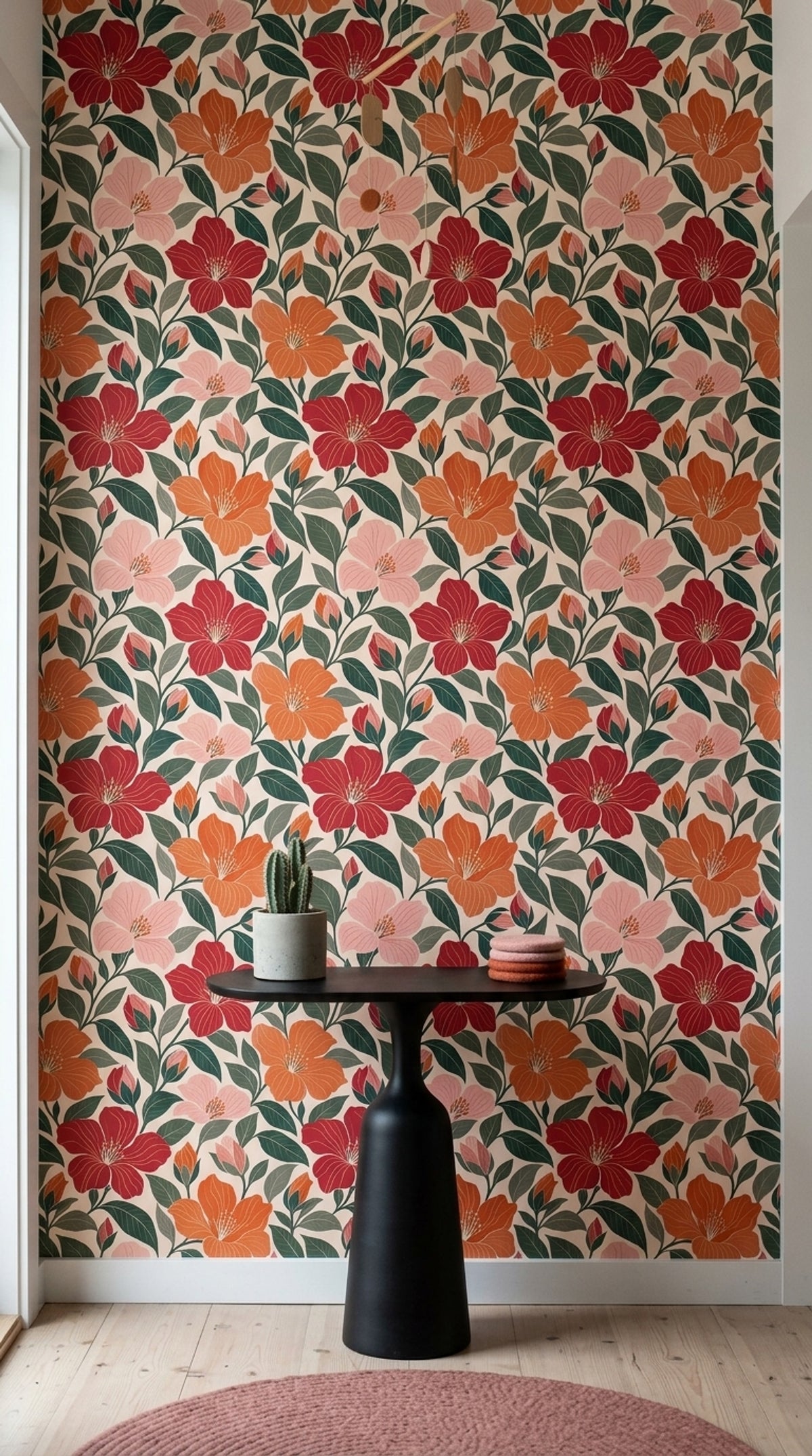 Hibiscus Wallpaper Large Tropical Flowers On Cream