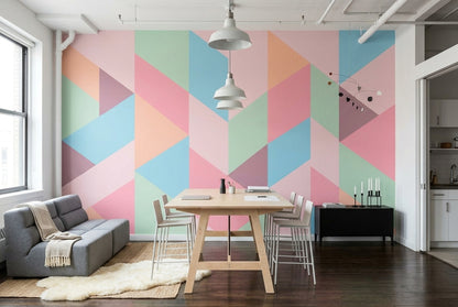 Pastel Geometric Triangles Wallpaper Color Block Wall Mural