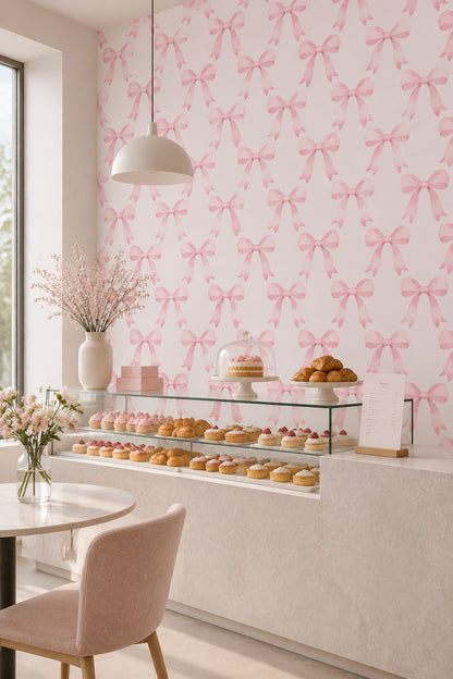Pink Bow Wallpaper Watercolor Ribbon Pattern