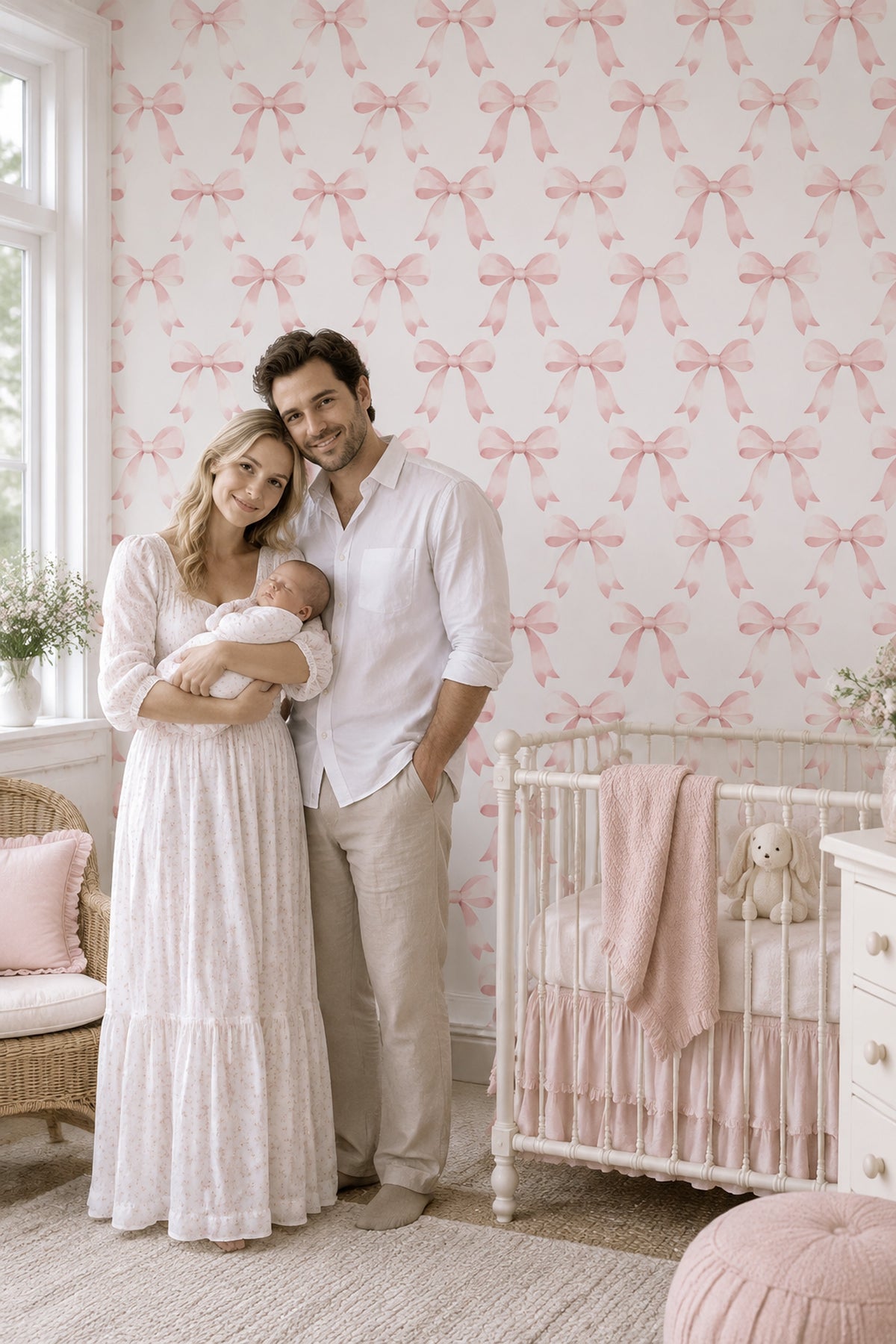 Pink Bow Wallpaper Watercolor Ribbon Pattern