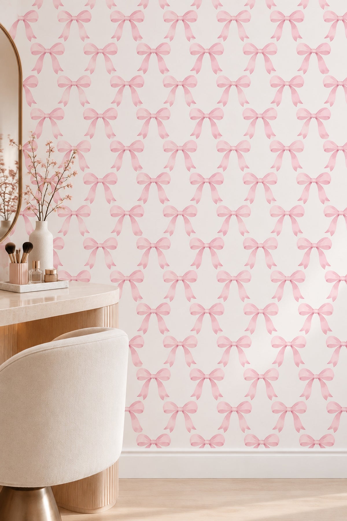 Pink Bow Wallpaper Watercolor Ribbon Pattern