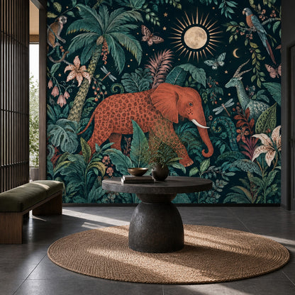 Vintage Jungle Animals Wallpaper Maximalist Tropical Wall Mural