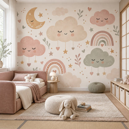 Sleepy Clouds Wallpaper Pastel Sky Wall Mural