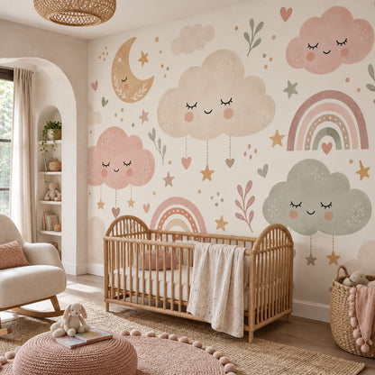 Sleepy Clouds Wallpaper Pastel Sky Wall Mural