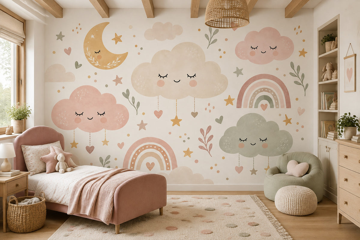 Sleepy Clouds Wallpaper Pastel Sky Wall Mural