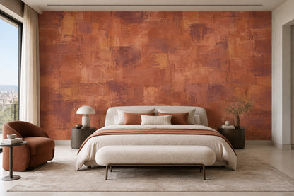 Textured Terracotta Blocks Wallpaper Abstract Geometric Wall Mural