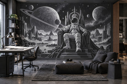 Astronaut Throne Wallpaper Monochrome Space Ruins Wall Mural